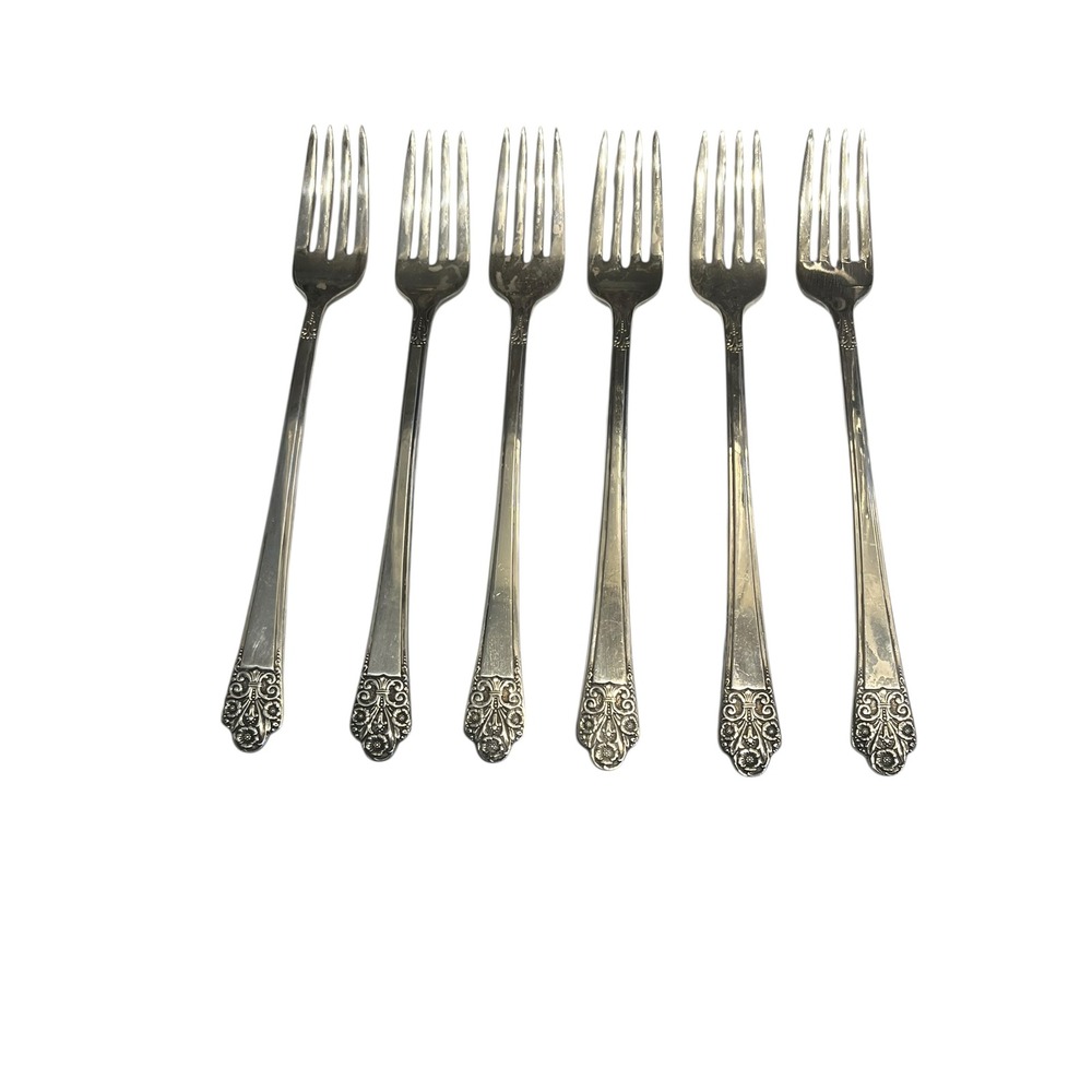 Roger's and Sons  Silverplate Dinner Forks Set of 6 Precious Scroll Flatware